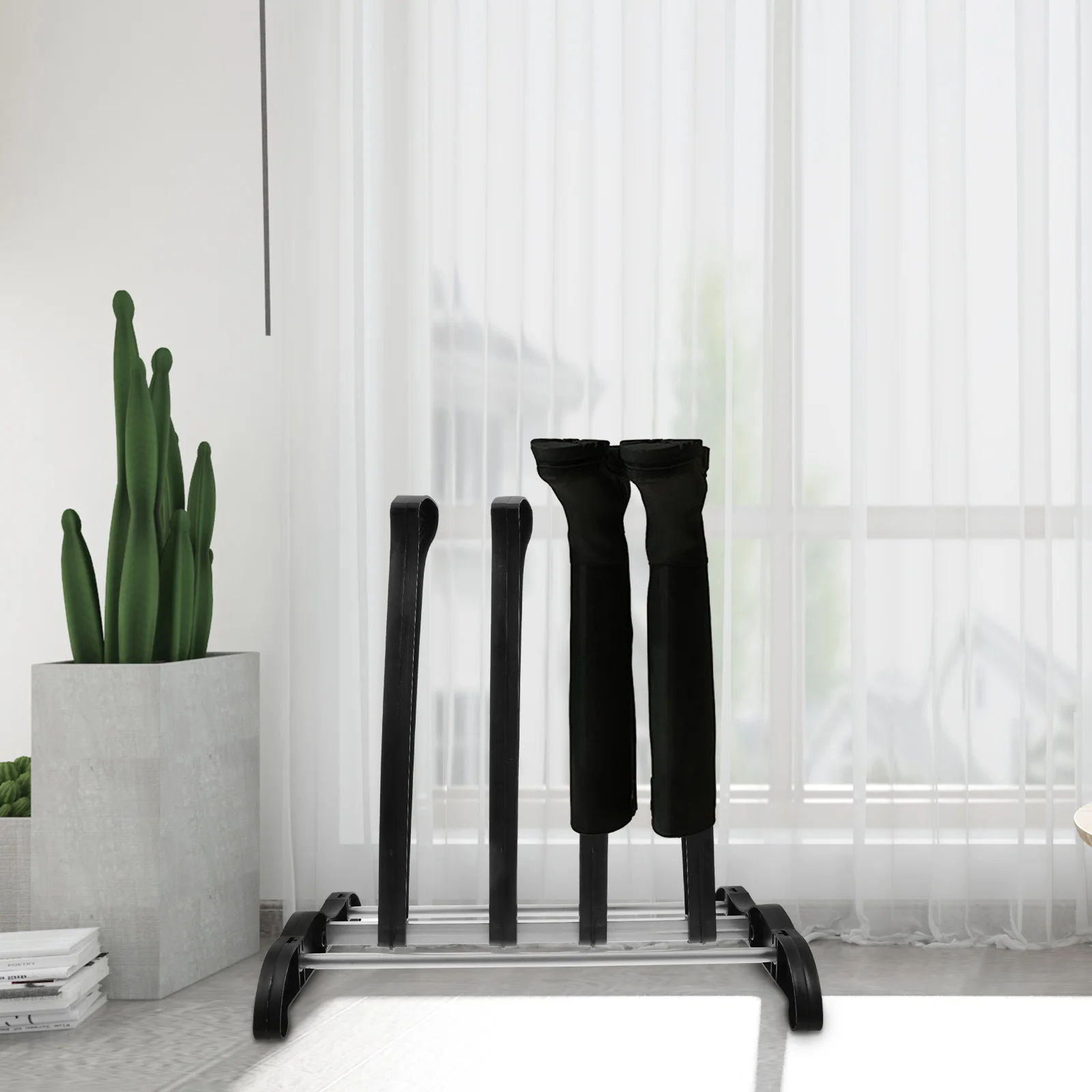 

2pcs Boot Storage Organizer 2 Pair Tall Rack Freestanding Shoe Stand Heavy Duty Plastic Stainless Steel Non Slip Base Entryway