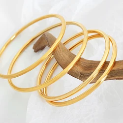 Fadeless Bracelet Bangles For Women Stainless Steel Gold Plated Simple Round Women's Bangle Bracelets Woman Jewelry Accessories