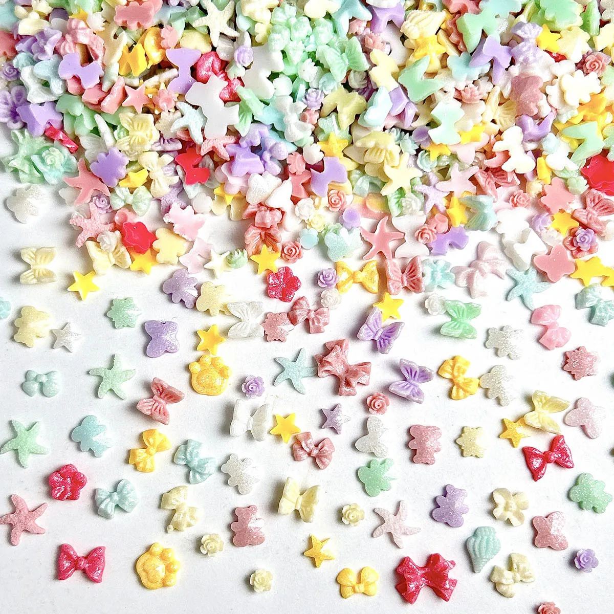Multiple Colors Bow Starfish Resin Nail Art Charms Luminous Cute Mini Butterfly Bear Flower Mixed Nail Decorations for DIY Nails