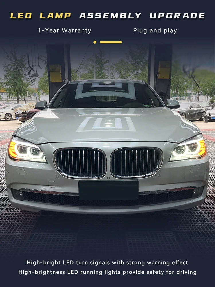 Headlight For BMW 7 Series F02 730i 740i 750i 2009-2015 Head Light Front DRL Refit Angel Eyes Design LED Automotive Accessories