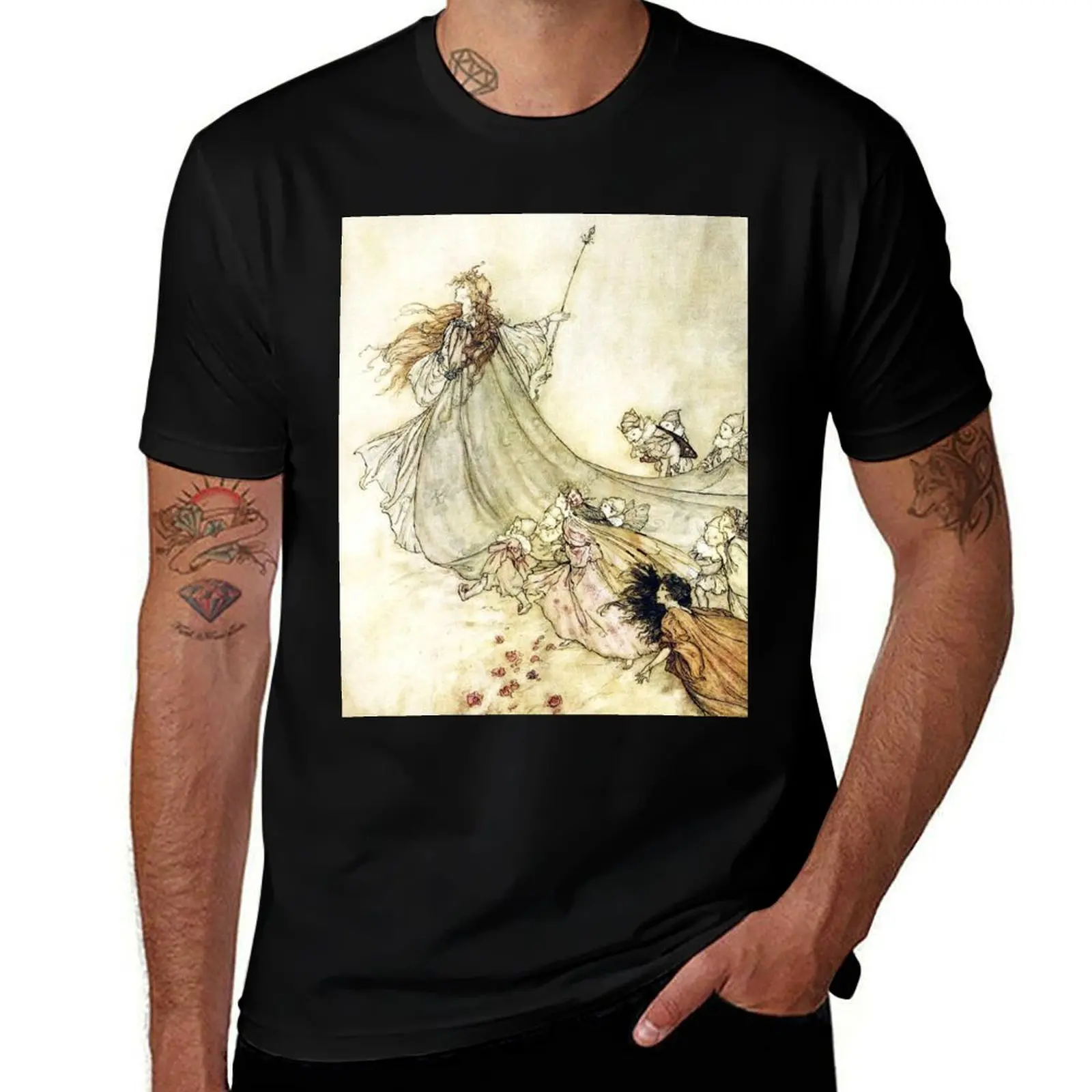 Fairies, Away! - Midsummer Night's Dream - Arthur Rackham T-Shirt UV Sun Protection Tee Shirt T-Shirt