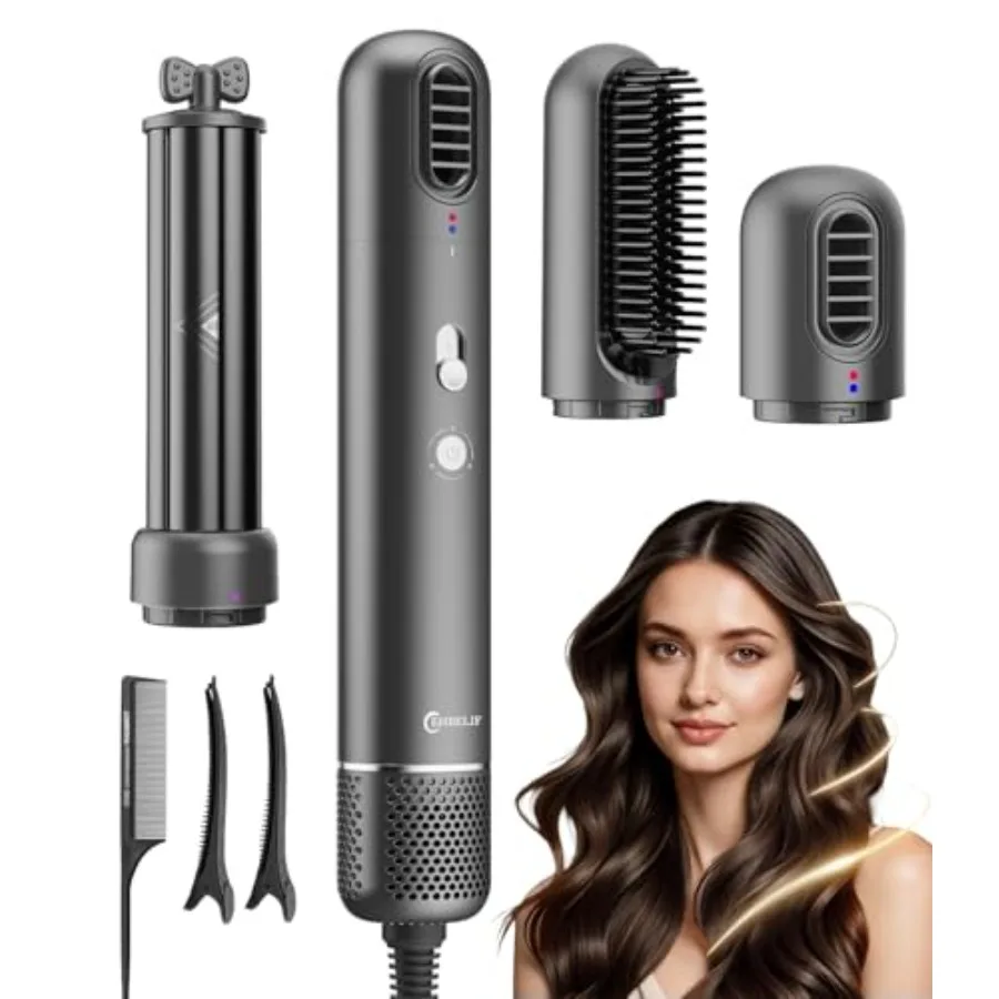 3 in 1 Hot Hair Air Styler Wrap Set Dual-Direction Air Curler Fast Drying Hair Dryer Brush with 8M Negative Ions All-in-One Sty