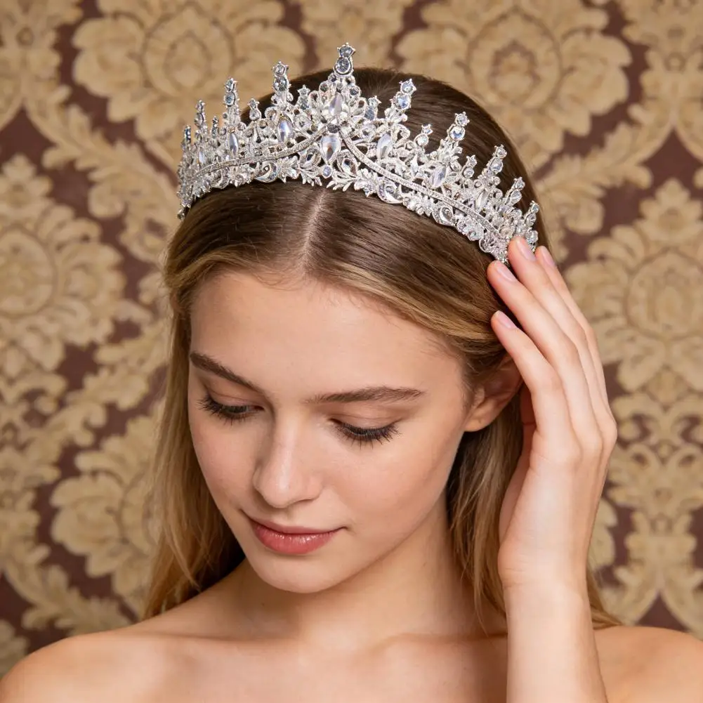 Rhinestone Crown Lightweight Headpiece Women’s Bridal Tiara with Sparkling Rhinestones Lightweight Princess Crown for Brides
