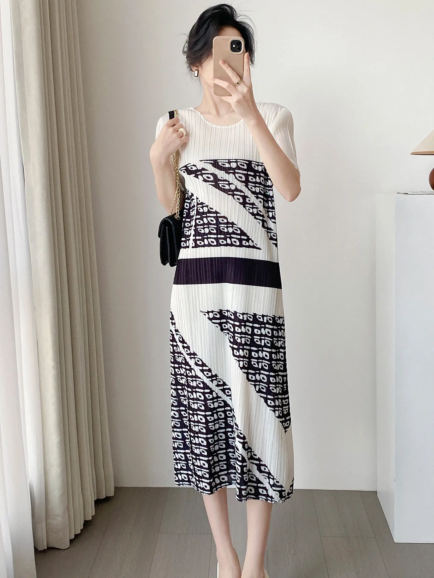 

Весна 2026: Новое женское миди-платье в стиле Three Houses, летнее, с цветочным принтом, универсальное, больших размеров, из полиэстера, А-силуэт