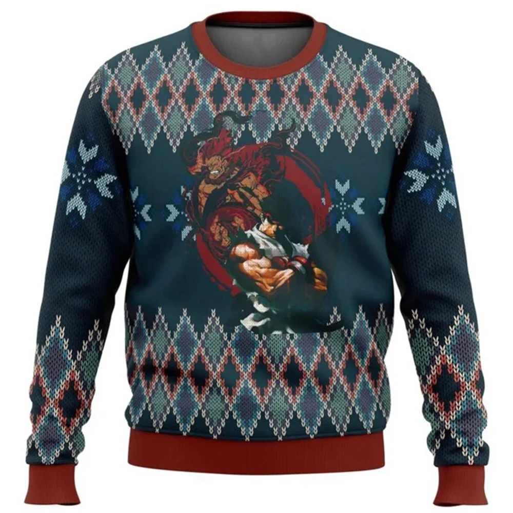 Street Fighter kolekcja klasyczna brzydki świąteczny sweter prezent sweter Świętego Mikołaja unisex 3D bluzy i topy jesienno-zimowa 2025