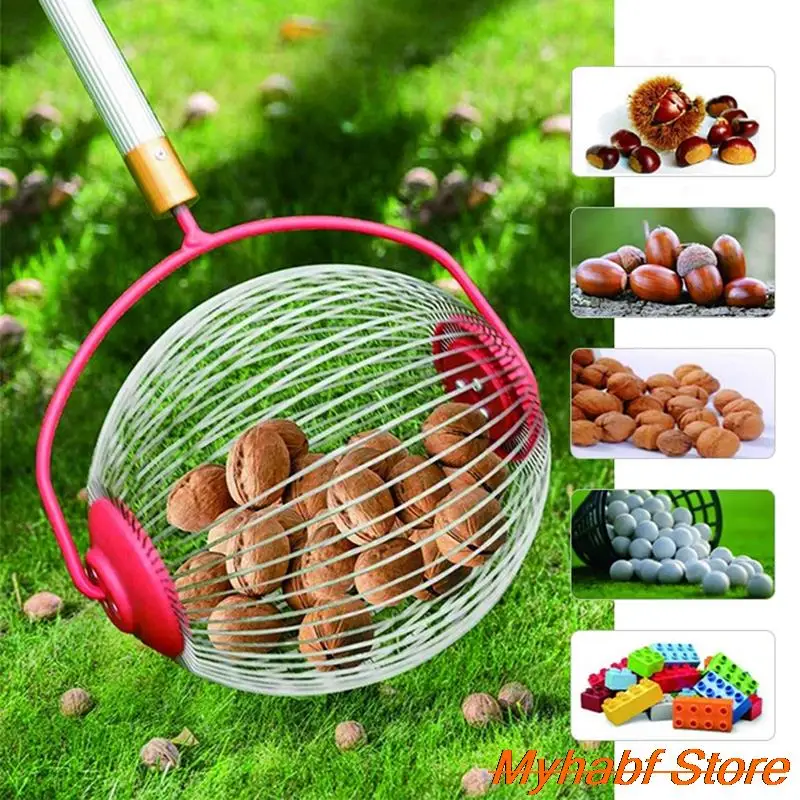 1pc Fruit Picker Head Retractable Nut Gatherer Fruit Nut Collector Walnuts Chestnuts Harvester Rollers Picker Head Garden Tools