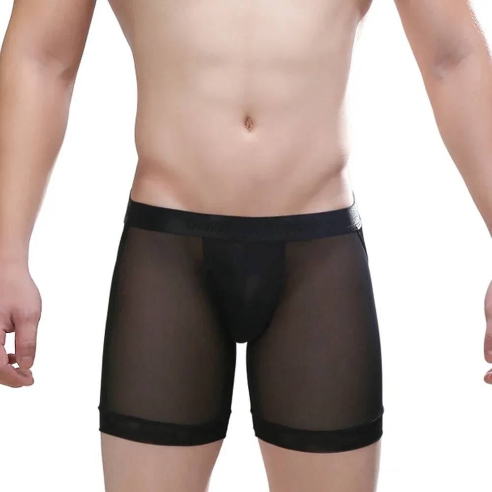 Open Crotch Ball Pouch Shorts for Men, Breathable and Comfortable Underwear, Middle Waist, White/Black Colors