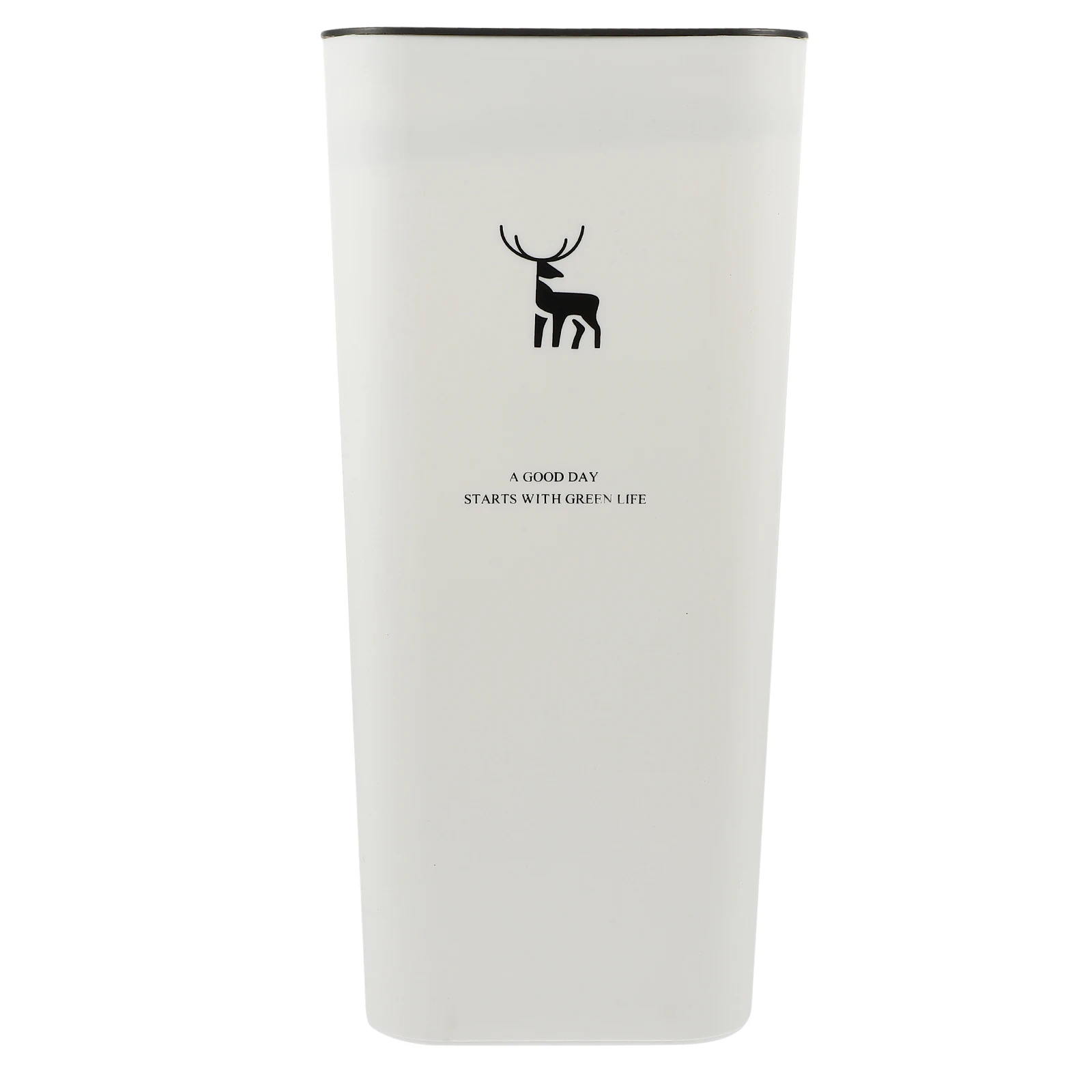 

Push Trash Can 10L White Deer 22x15.5x33cm Lid Kitchen Bathroom Slim Waste Bucket Narrow Garbage Reusable Home Office Item