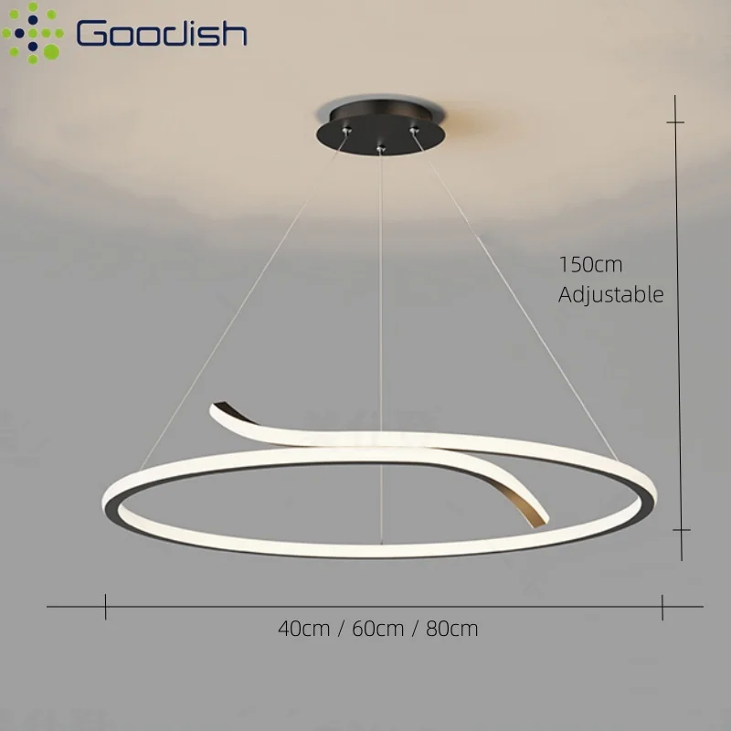 Современные минималистичные круглые светодиодные подвесные светильники, дизайнерские лампы в форме змеи для гостиной, столовой, спальни, домашнего декора, люстра