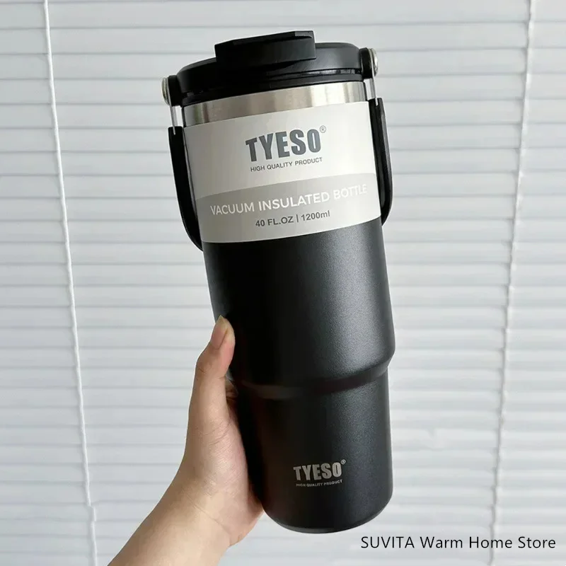 Tyeso Tumbler Kaffeetasse Edelstahl Vakuum Thermoisolierter Becher Große Kapazität Doppelte Getränke Auto Wasserflasche Reisebecher