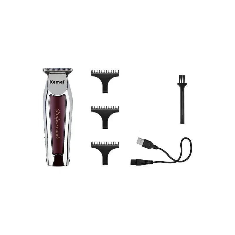 Kemei Professional Hair Trimmer Cordless Hair Cutting Machine Electric Clipper 0mm T Blade Detailer Close Trimming Barber Shop