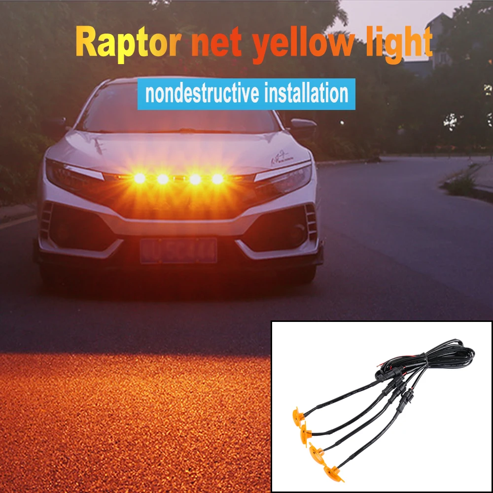 4PCS Car Light LED Front Grille Light Running Lights For GMC Sierra 1500 2019-2021 Car Accessories
