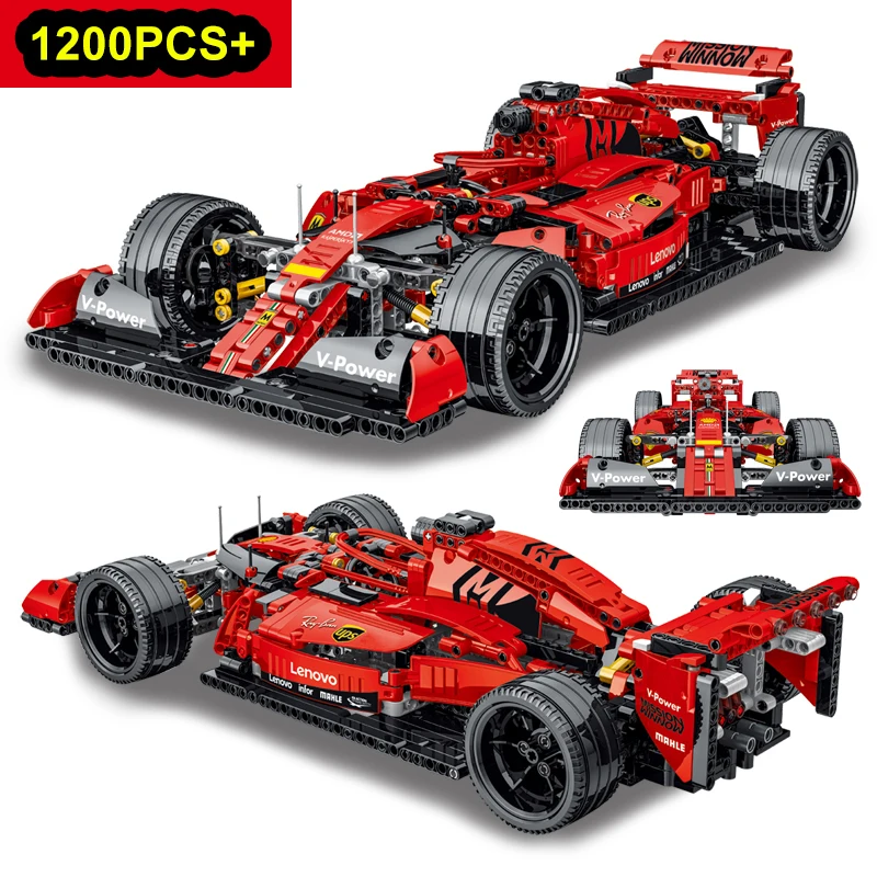 2025 New Technical Red F1 Racing Car Building Blocks Set Model MOC Assembly Vehicle Bricks Kids STEM Toys for Boy Christmas Gift