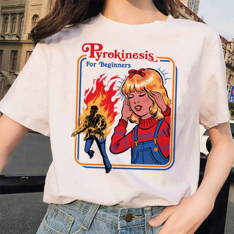 Women's European-Style Demon Print T-Shirt Satanic Horror Short-Sleeved round Neck Casual Unisex Multi-Purpose for Adults