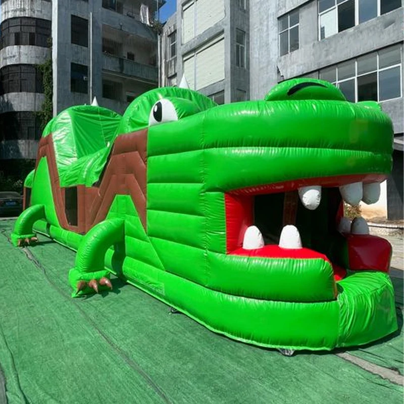 Factory Price Large Outdoor Inflatable Obstacle Green Dinosaur World Inflatable Trampoline Children's Toy Can Be Customized