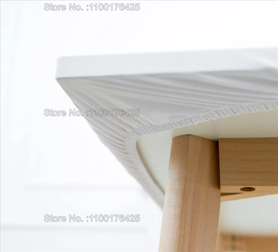 Marble Fitted Square Tablecloth with Elastic Edges Modern Art Waterproof Table Cover Polyester Table Clothes for Kitchen Dining
