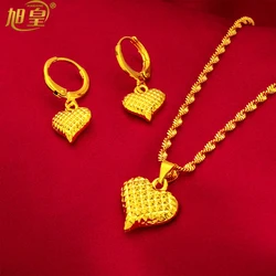 Fashion 24K Gold Plated Ethiopian Jewellry Charm Woman's Pendant Necklace Earrings Sets Nigeria Bride Wedding Gifts Wholesales