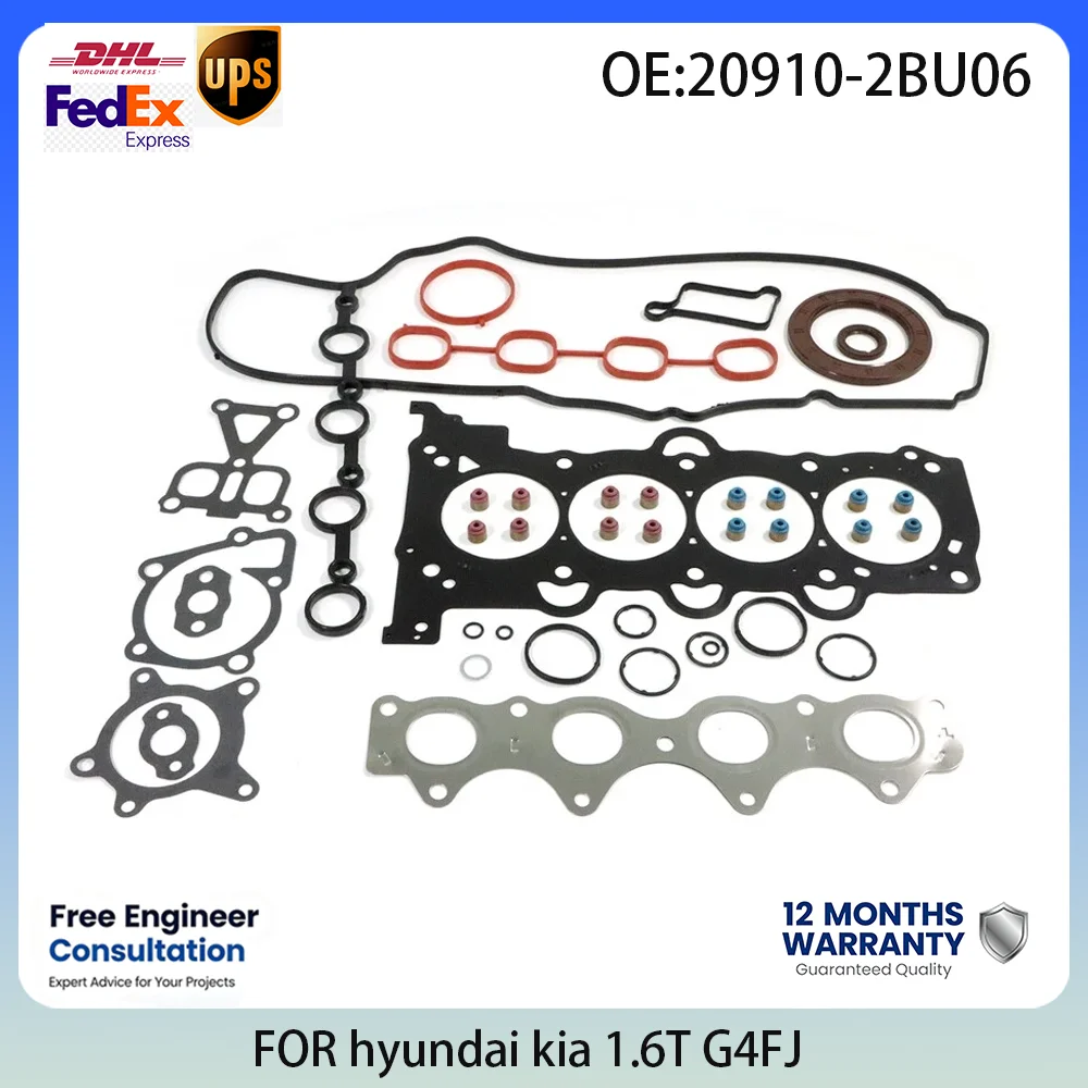 G4FJ Engien gasket set FOR HYUNDAI CRETA i30 KONA SONATA ix25 KIA CEED SOUL K4 K5 KX3 KX5 1.6L 1.6 L T L4 GAS 12-23 20910-2BU06