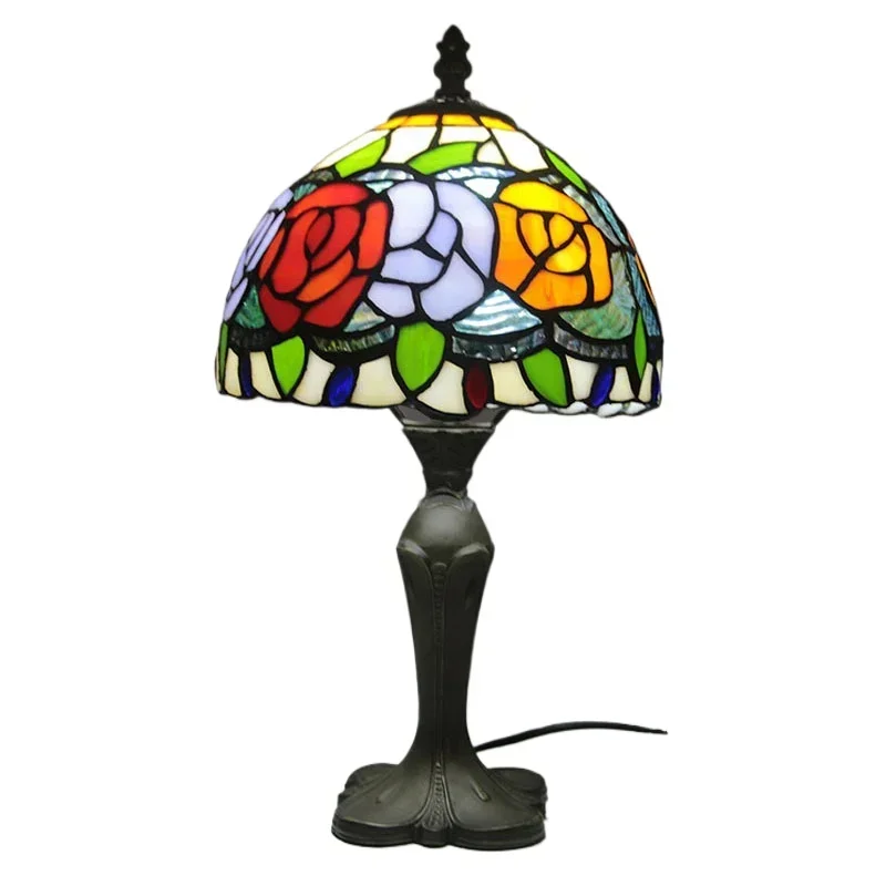 8 inch 20cm Stained Glass Shade Tiffany Vintage Desk Lamp