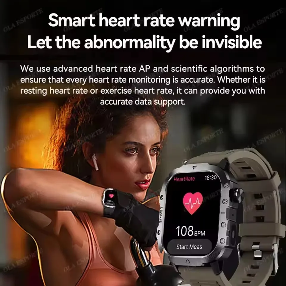 2025 جديد SmartWatch الرجال للنساء العسكرية في الهواء الطلق لتحديد المواقع المسار الرياضة الساعات معدل ضربات القلب النوم مقاوم للماء ساعة ذكية IOS أندرويد