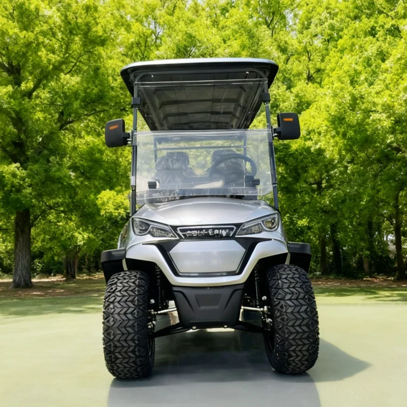 2025 New Model Style 6 Seat Sightseeing Club Cart Electric Golf Buggy Hunting Cart For Adults Off-Road Tires Foldable Rear Seat