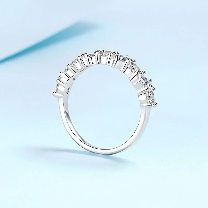 

VVS1 D Color 0.9 CT One Line Round Square Moissanite Diamond Ring for Women, Designer Jewelry Special Shaped 18K White Gold Ring