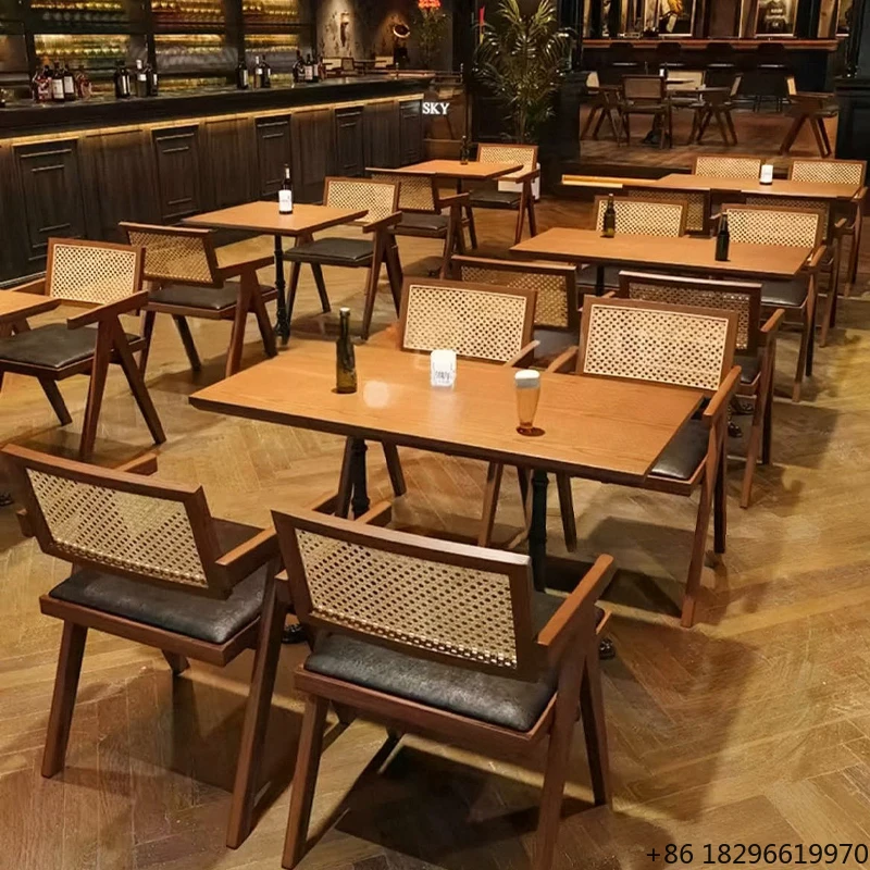 

Retro Bar Lounge Table Chair Set Pu Material Modern Design Customized for Small Tavern Coffee Shop Western Restaurant Dining