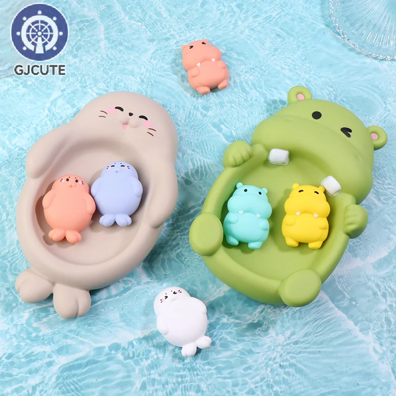 Bathroom Floating Animal Hippo Otter Sealed Floating Play Toy Baby Bath Bath Toy Swimming Pool Parent-child Interactive Toys