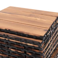 36-Pack Interlocking Larch Wood Deck Tiles – Carbonized Solid Wood – Non-Slip Waterproof Patio Balcony Flooring – Drainage DIY 6
