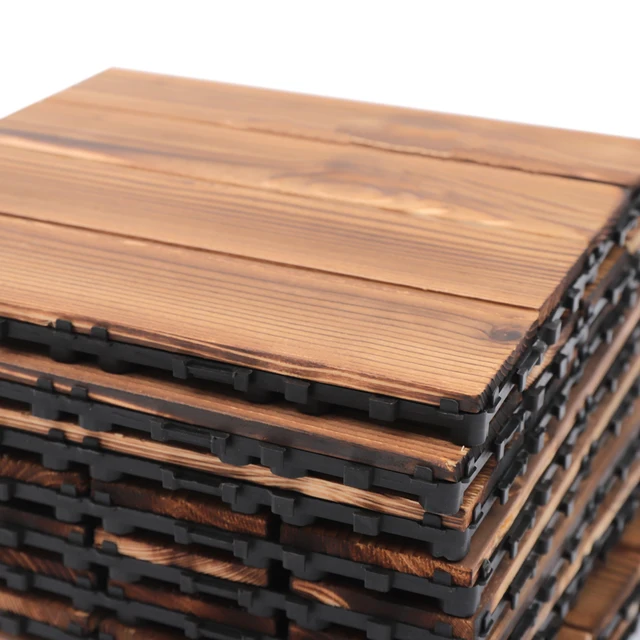 36-Pack Interlocking Larch Wood Deck Tiles – Carbonized Solid Wood – Non-Slip Waterproof Patio Balcony Flooring – Drainage DIY 6 36-Pack Interlocking Larch Wood Deck Tiles – Carbonized Solid Wood – Non-Slip Waterproof Patio Balcony Flooring – Drainage DIY 6