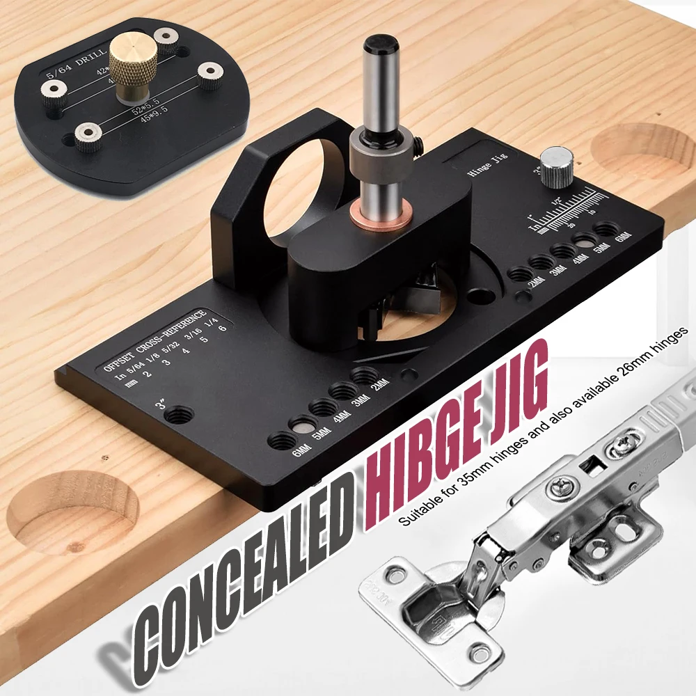 35mm Concealed Hinge Jig Kit Woodworking Hole Drilling Guide Locator Aluminum Alloy Cabinet Hinge Mounting Jig Puncher Template