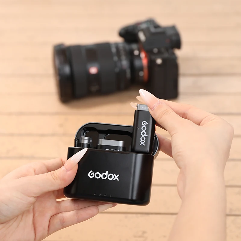 GODOX 2.4GHz WEC-S Wireless Microphone System for Sony Cameras Max 200m Los Range for Interviews Live Commentaries Filming