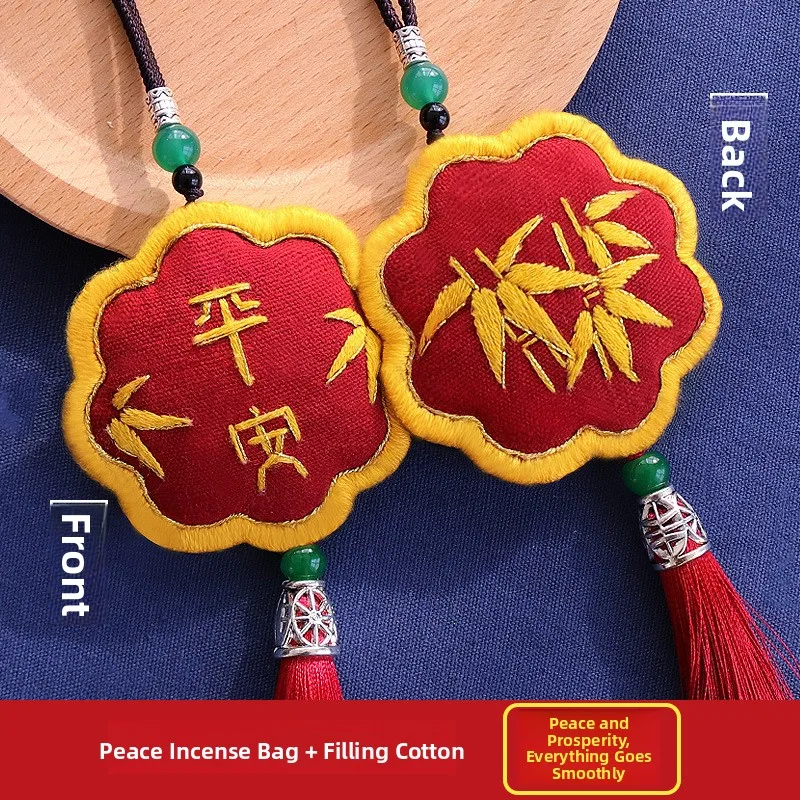 手刺繍クロスステッチdiyキット-カップル安全チャーム-ラッキーチャーム素材バッグ-家庭用裁縫工芸品-ラッキーチャームポーチ