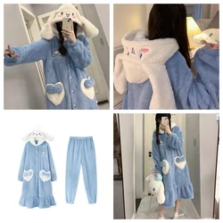 Sanrio Pajamas Anime Cinnamoroll Nightgown Pants Girl Nightgown Cute Loose Thicken Child Pajamas Wholesale Tracksuit Comfortable