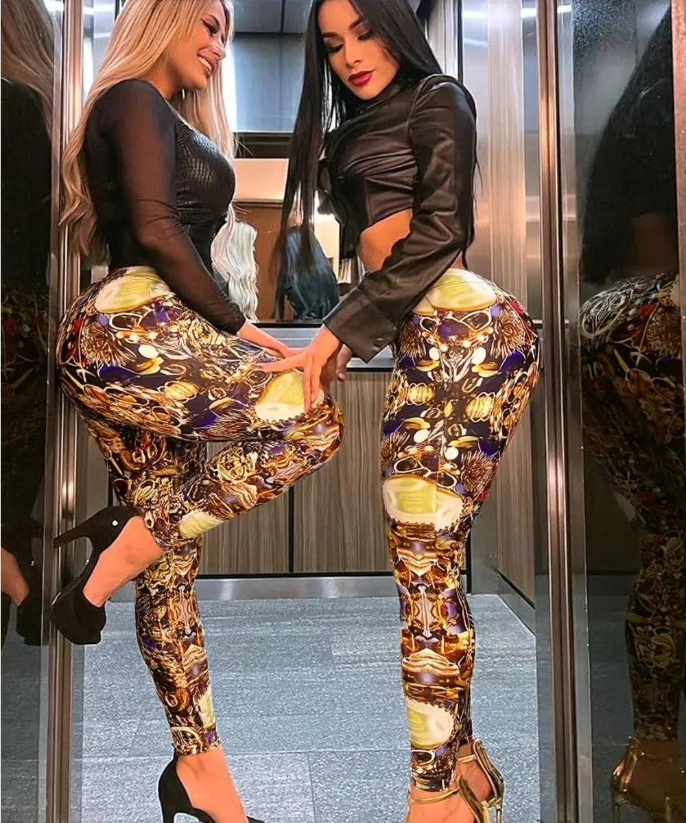 Women Printed Leggings Summer Pants Gym Leggings Women Yoga Pants Sexy High Waist Booty Lifting Leggings Pants