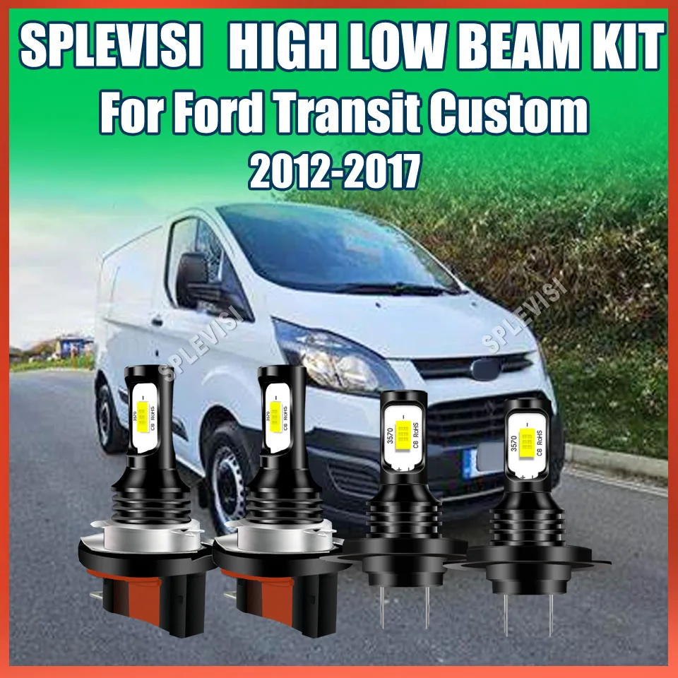 LED Headlight Headlamp Hi Beam/DRL Light Low Beam Replacement Halogen For Ford Transit Custom 2012-2017 2013 2014 2015 2016