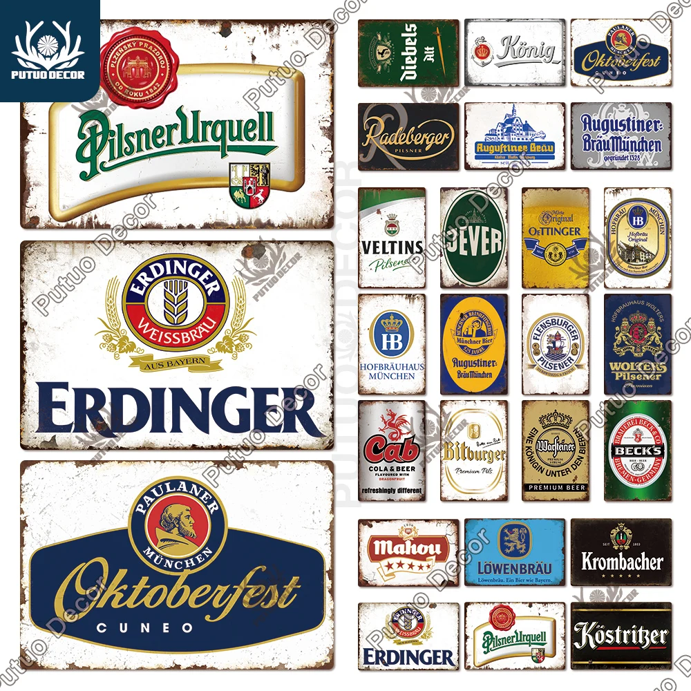 Putuo Decor Alemania marca de cerveza placa de letrero de Metal Vintage cartel de estaño para Bar Pub hombre cueva cocina Club Bar pared decoración