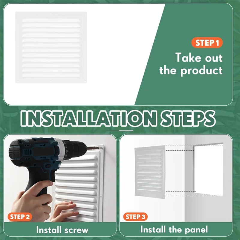 

A74I-2Pcs Attic Vents Gable Vents Aluminum Wall Vent Metal Shed Vent With Screen Mesh Square Vent Louver Vent Grille