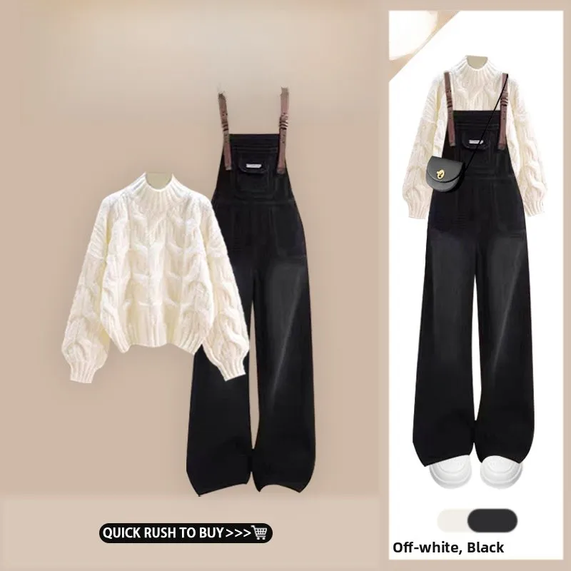 

Autumn Knitted Sweater And Loose Casual Pants Two-Piece Set for Women Gentle Sle Faionable And Comfortable Ensemble