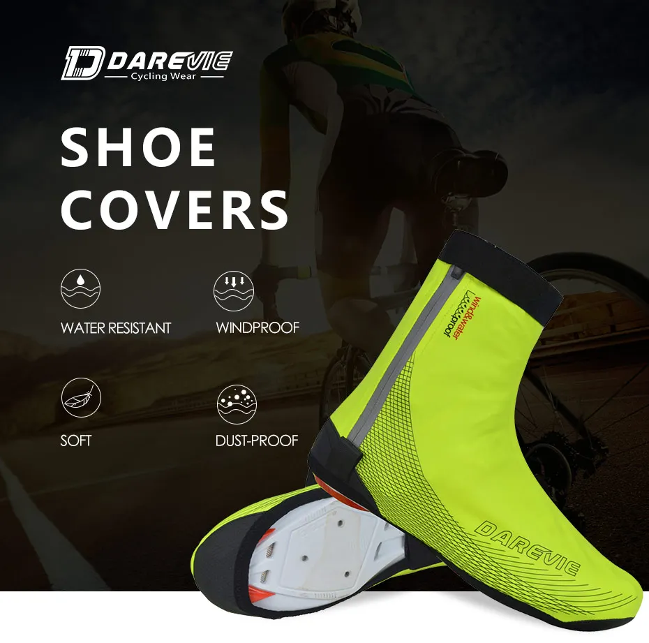 DAREVIE Cycling Shoes Covers Pu Rubber Waterproof Cycling Shoes Cover Windproof Cycling Lock Shoes Cover Slippers Pro Race Speed