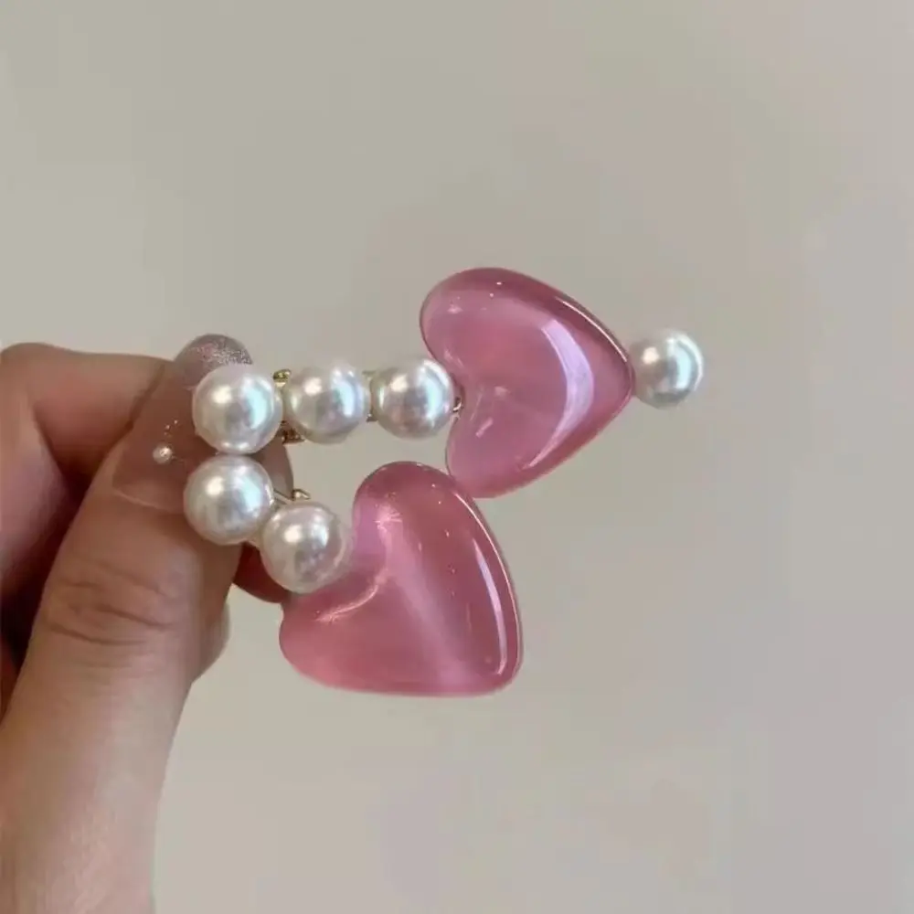 Hair Accessories Lovely Hairpin Elegant Hair Clip Pink Cute Hair Clip Heart Pearl Sweet Barrettes Girls