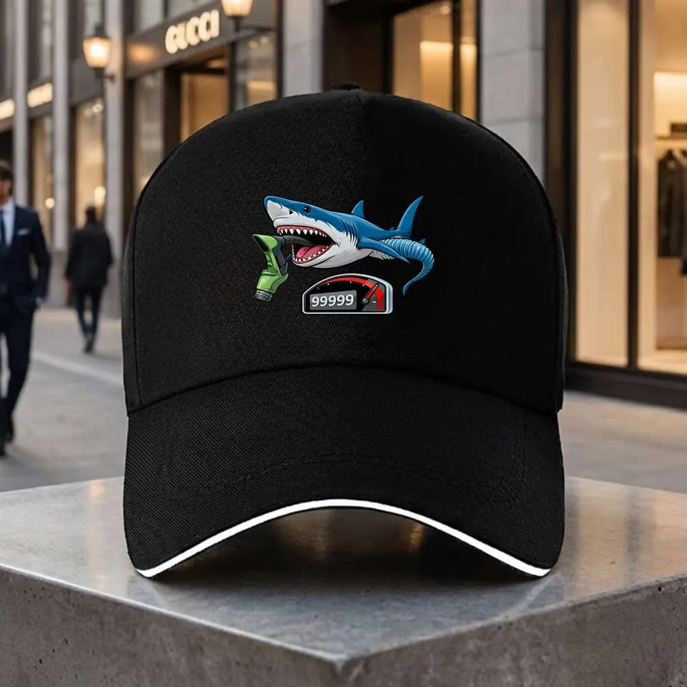 Shark Fuel Gauge Gas Pump Graphic Baseball Cap Funny Shark Lover Adjustable Outdoor Sports Hat Unisex