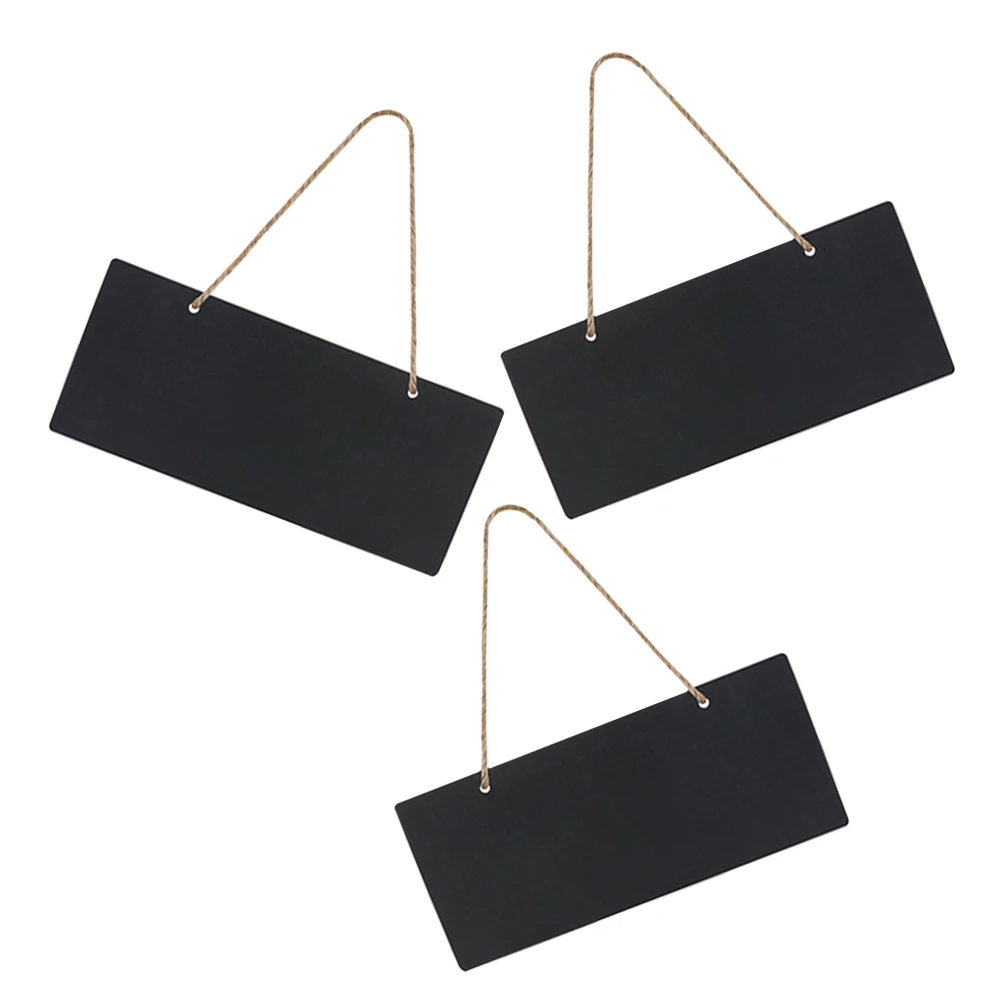 Small Blackboard Craft Wood Sign Mini Chalkboard Hemp Rope Hanging Tags Label Double-sided Use Message Signs