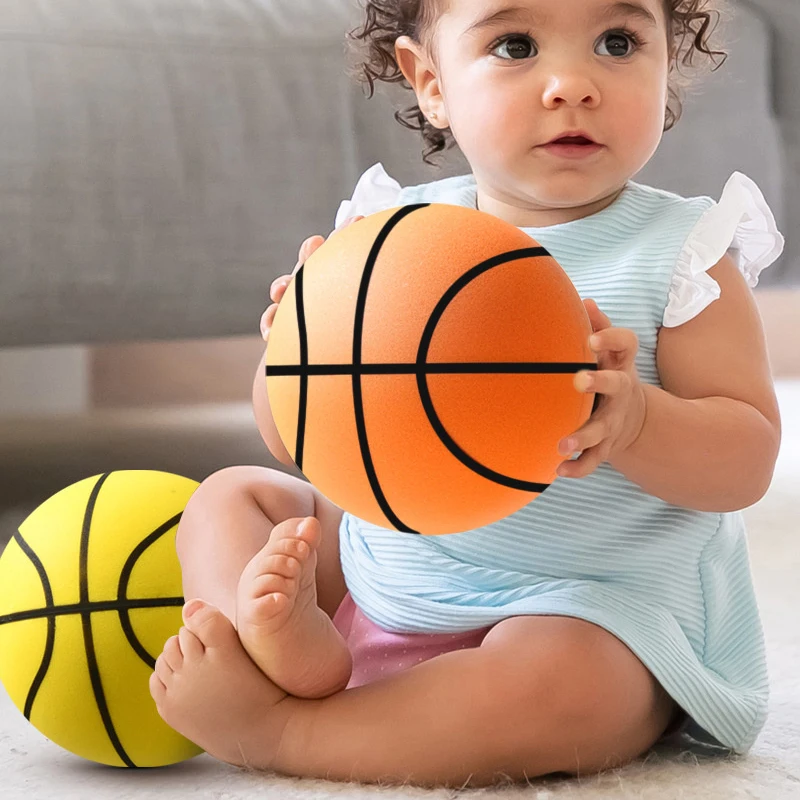 New 18/21/24cm Bouncing Mute Ball Indoor Silent Basketball With Hoop High-Resilience Lightweight Mini Basketball Kids Gifts