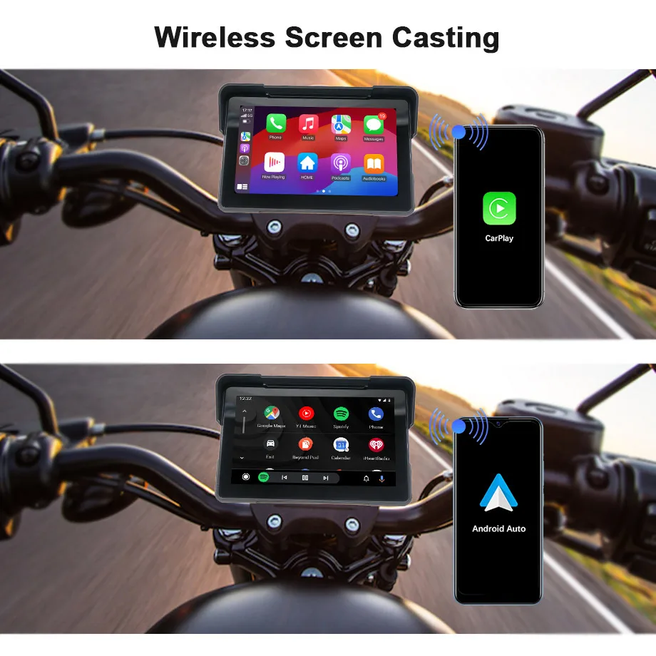 

Waterproof 7 Inch 4K Dual Lens BSD Blind Spot Detection Motorcycle DVR with Carplay Android Auto GPS Tracking Car Camera System
