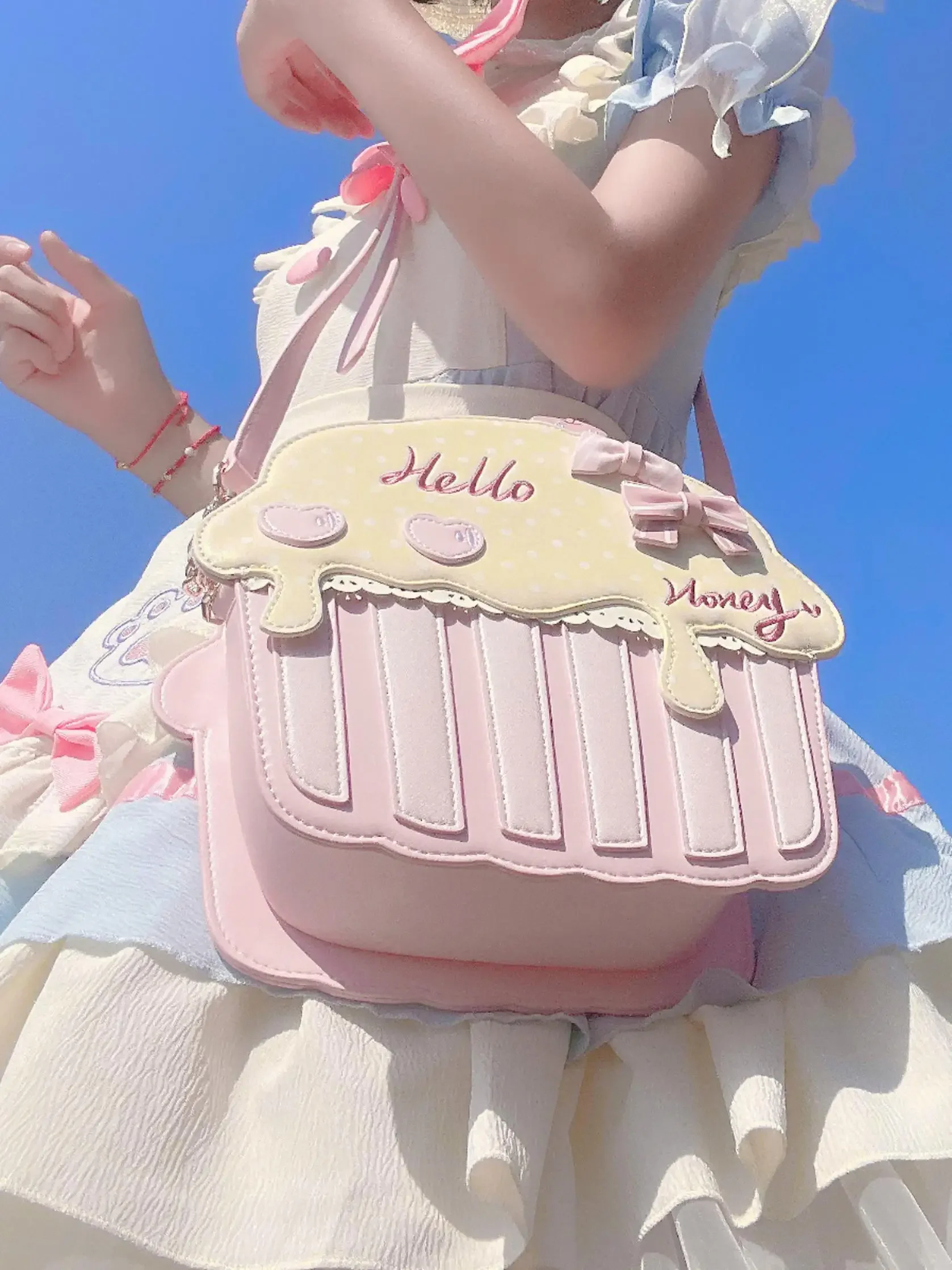 Milk Tea Bear Original Summer Lolita Girl Sweetheart Cross Bag Cute Girl Sweet Cake Bag Lolita Handheld Shoulder Bag