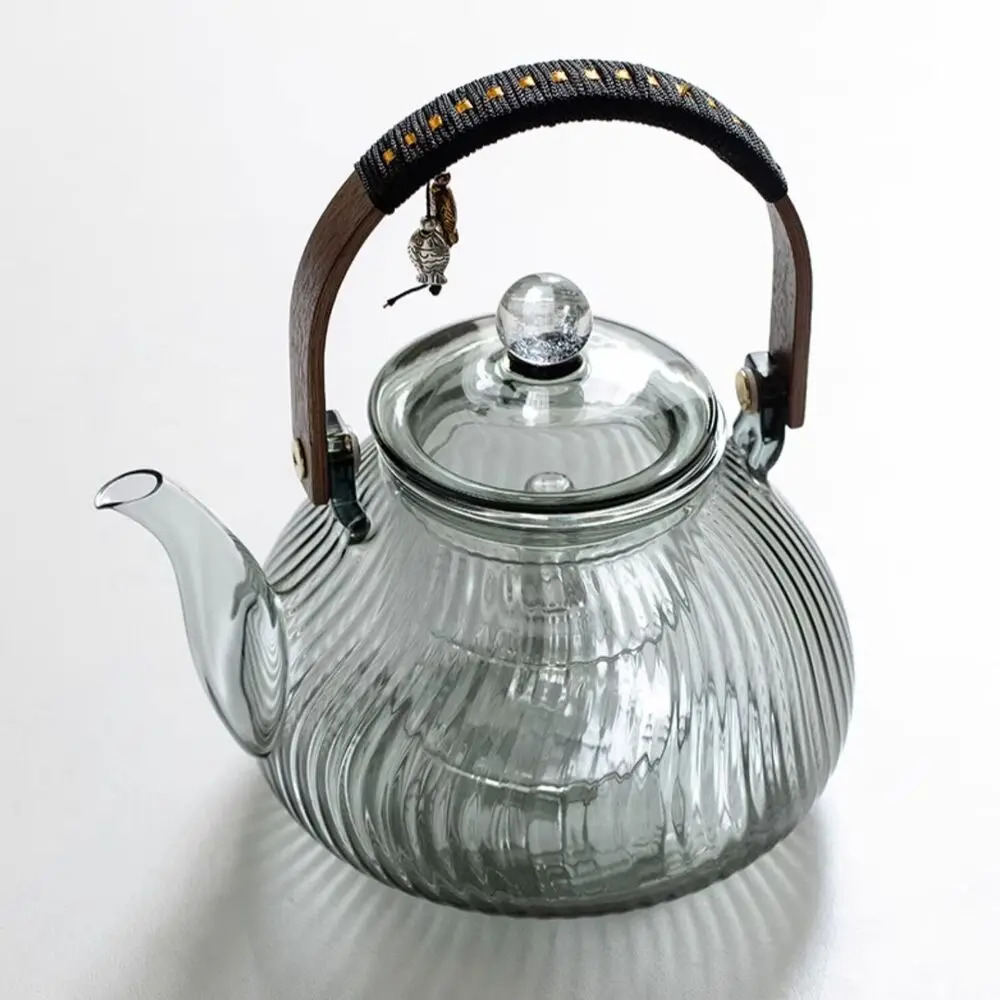 900ml Starry Sky Gray Glass Teapot with Infuser Heat Resistant Flower Tea Kettle Transparent Tea Pot Portable Handle Pot Tea Set