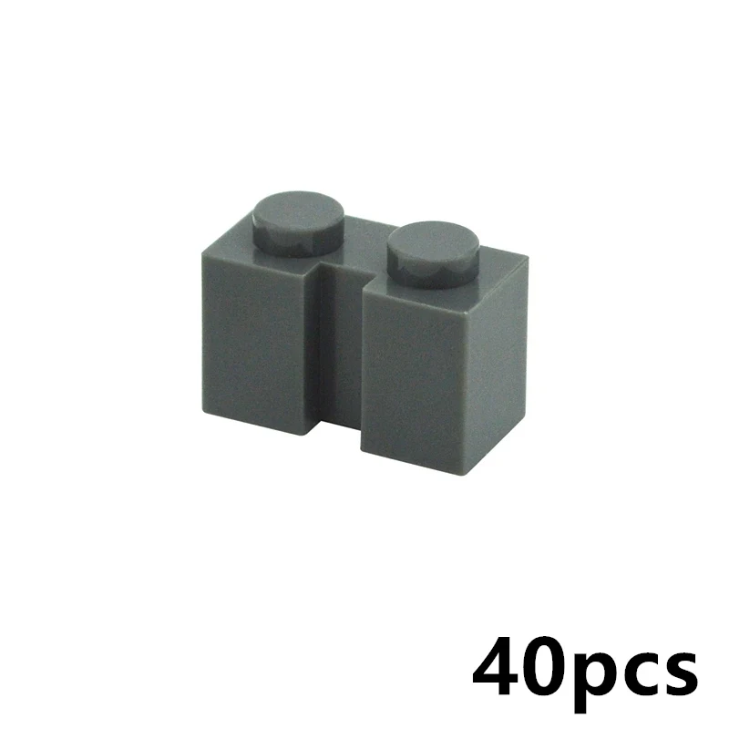 40Pcs MOC Bricks Special Series Parts Thick Brick 1 x 2 with Groove Building Blocks Particels DIY Toys Gifts Compatible 4216