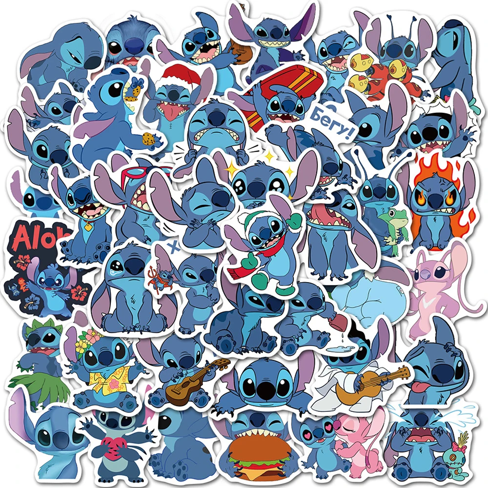 Disney Cartoon Lilo & Stitch Adesivos, Decalques DIY, Computador portátil, Mala, Carro, Caderno, Decoração Kawaii Adesivo, Brinquedo do miúdo, 10