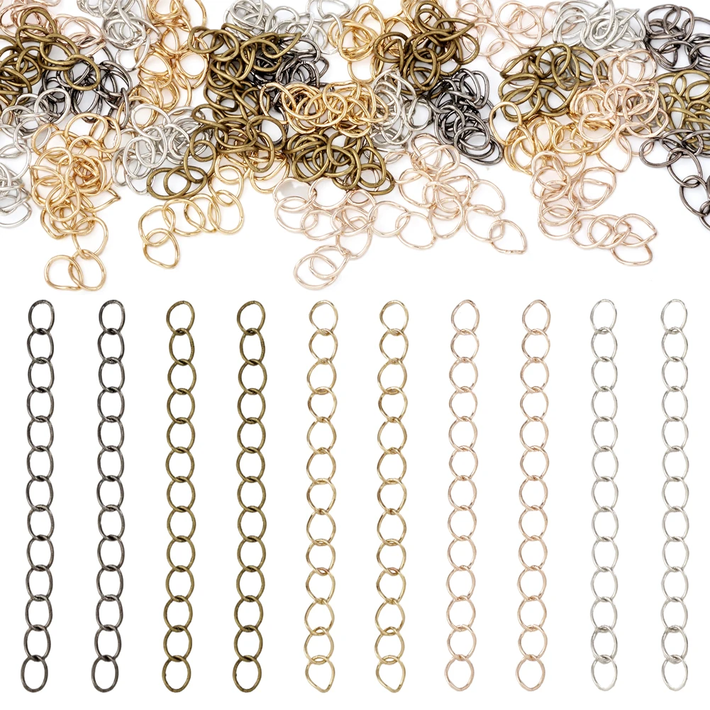

500Strands Iron Curb Chain Extender Necklace Bracelet End Chains Tail Chains for DIY Jewelry Making Supplies Findings 45~50mm